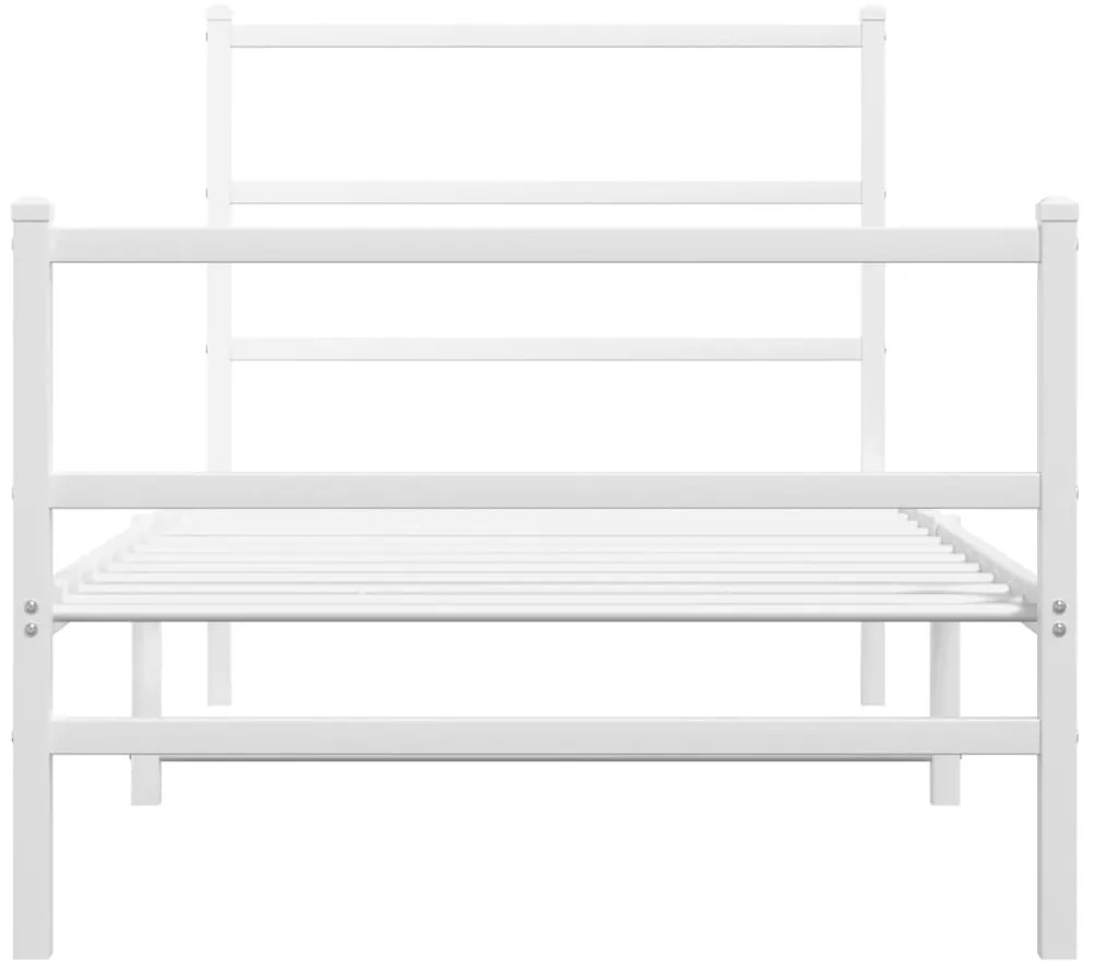 Estrutura de cama com cabeceira e pés 90x190 cm metal branco
