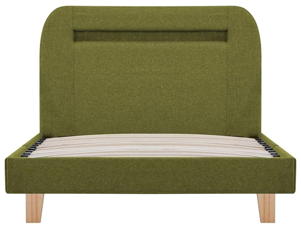 Estrutura de cama com LED em tecido 90x200 cm verde