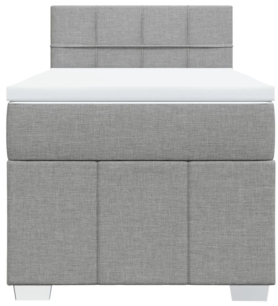 Cama com molas/colchão 90x200 cm tecido cinza-claro