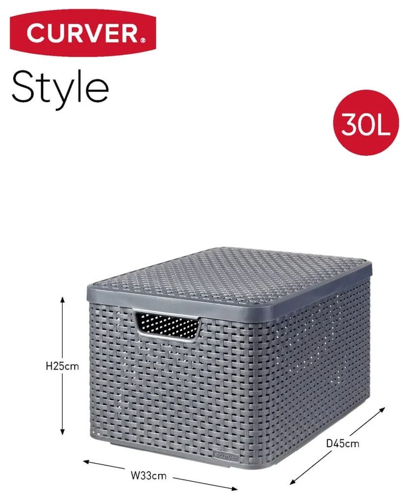 Caixas de arrumação com tampas Style 3 pcs tamanho L antracite