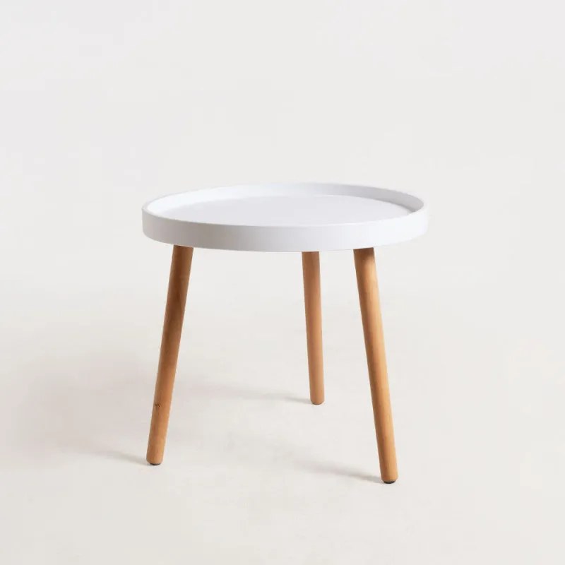 Mesa de Apoio com Estrutura em Madeira – Branco – Design Nórdico