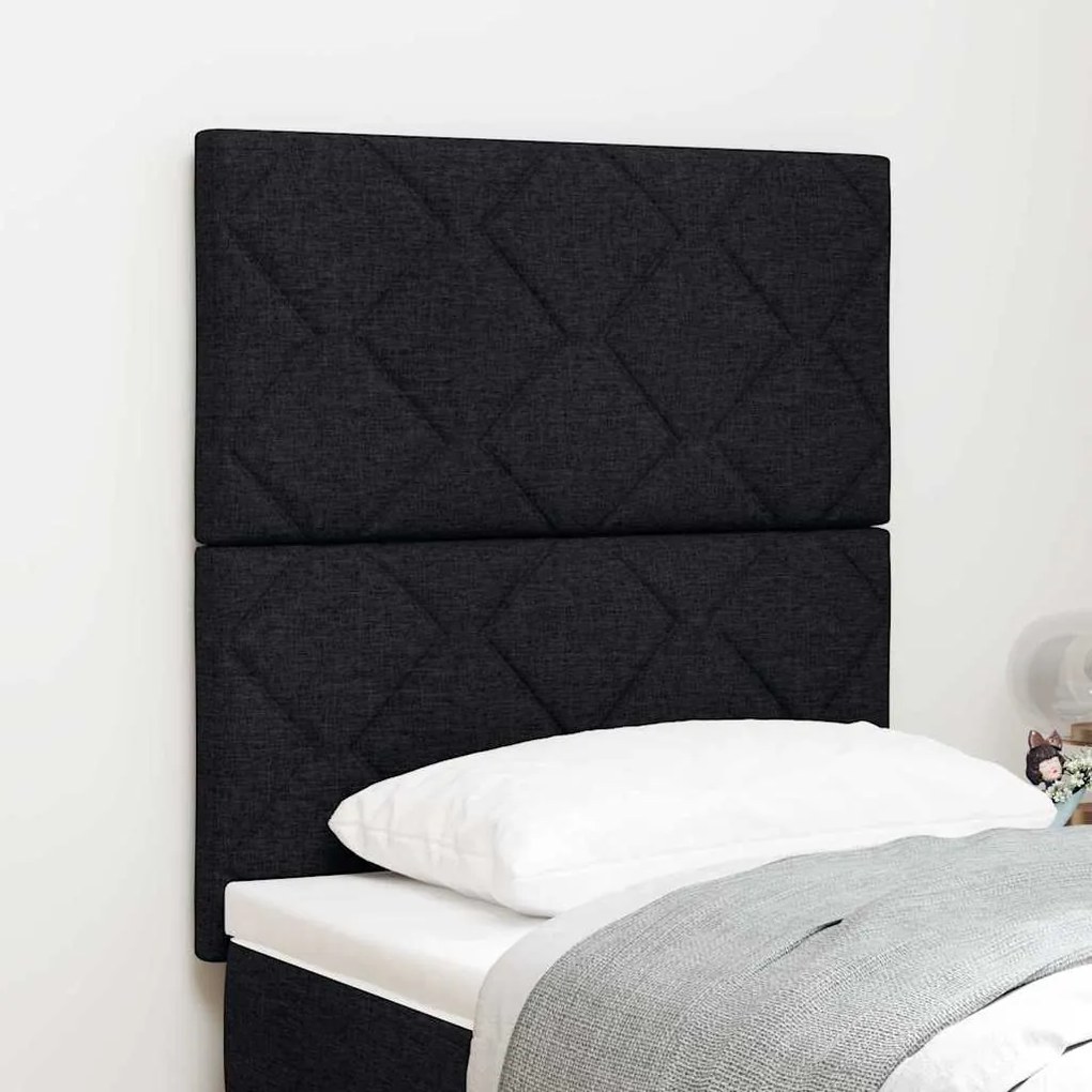 vidaXL Cabeceira com Design de Blocos de Diamante, Preta, 80 cm, em Tecido