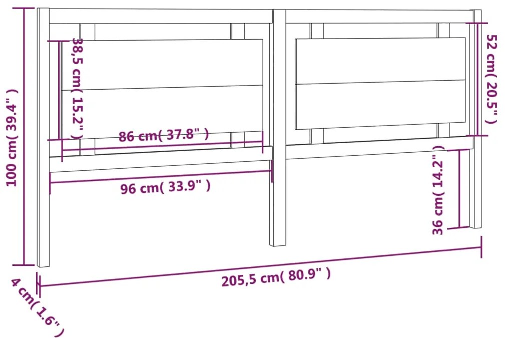 Cabeceira de cama 205,5x4x100 cm pinho maciço castanho mel