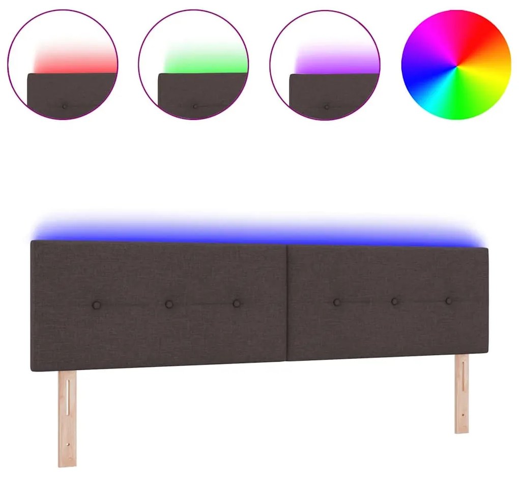 Cabeceira LED Almofadada Marrom Escuro de 90 cm em Tecido