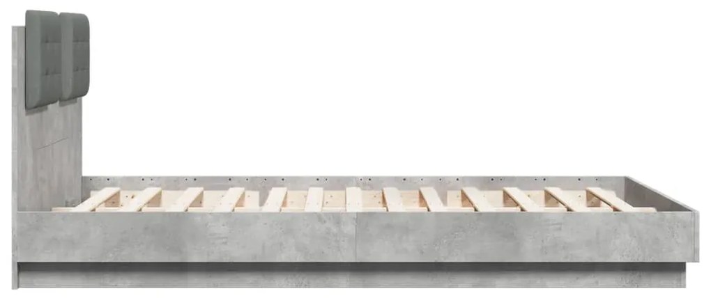 Estrutura de cama c/ cabeceira derivados madeira cinza-cimento