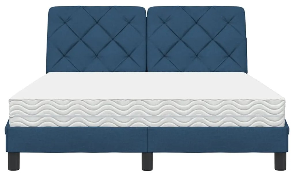 Cama com colchão 140x200 cm tecido azul