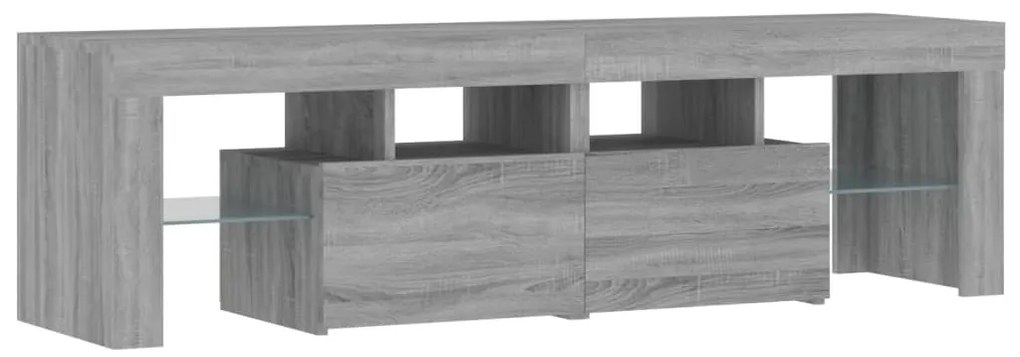 Móvel de TV com luzes LED 140x36,5x40 cm cinzento sonoma