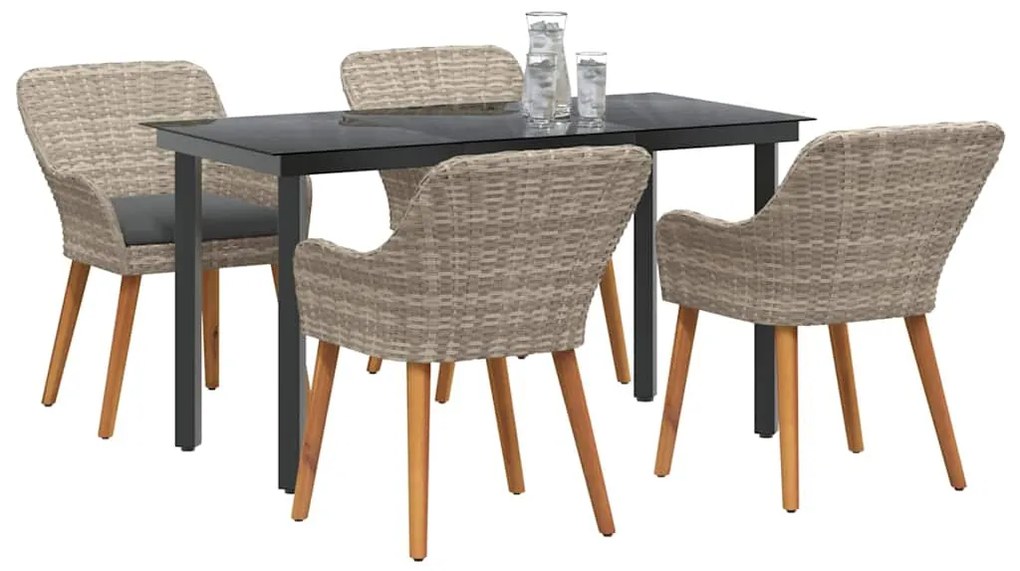 Conjunto de sala de jantar 5 pcs Cinza claro e preto