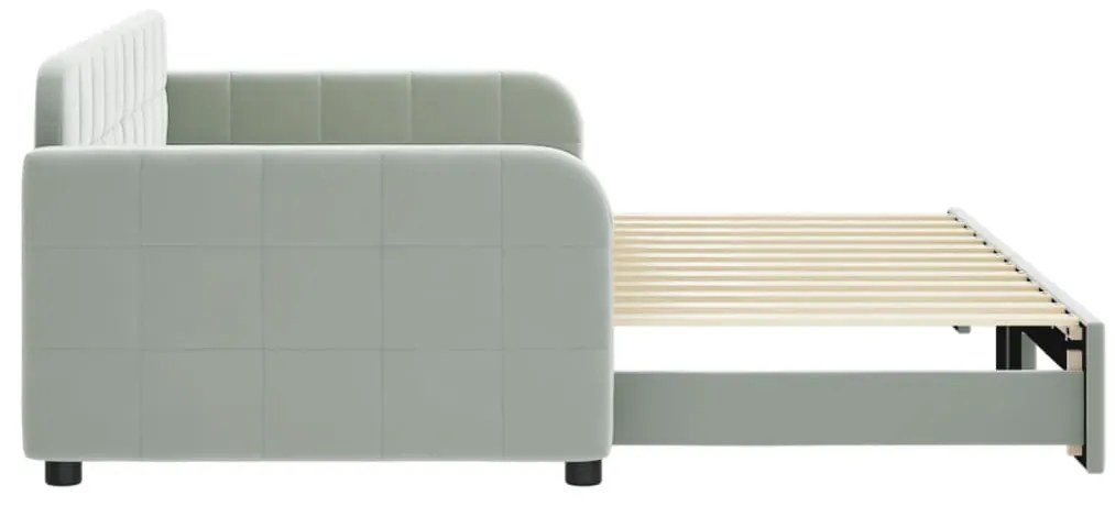 Sofá-cama com gavetão 90x200 cm veludo cinzento-claro