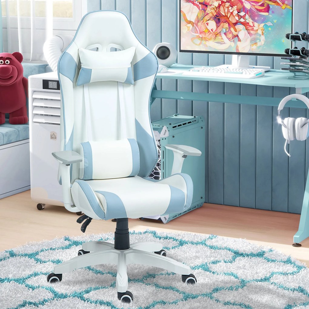 Cadeira Gaming Reclinável Cadeira Gamer Giratória com Almofada Lombar