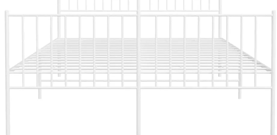 Estrutura de cama com cabeceira e pés 140x200 cm metal branco