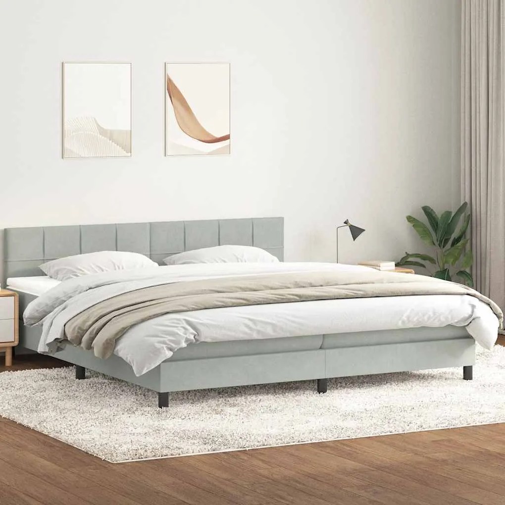 vidaXL Cama com molas/colchão 180x220 cm veludo cinzento-claro