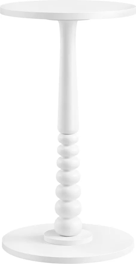 Mesa auxiliar redonda 30 cm de diâmetro em estilo Mid-Century Modern Coleção Mariel, branco