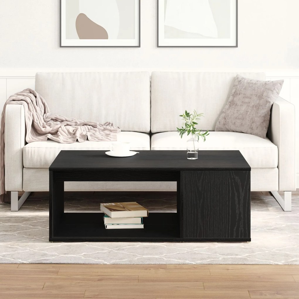 Mesa de Centro Carvalho Preto 90x67x33 cm Madeira de Engenharia