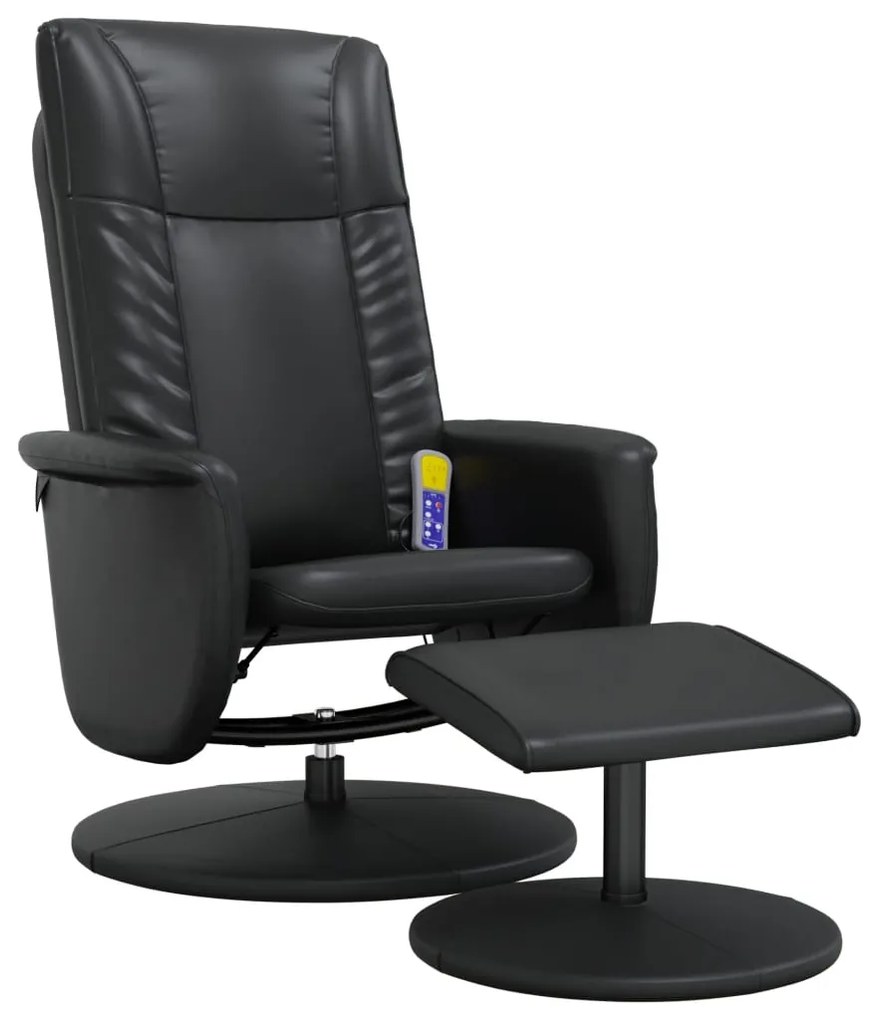 Cadeira massagens reclinável c/ apoio pés couro artif. preto