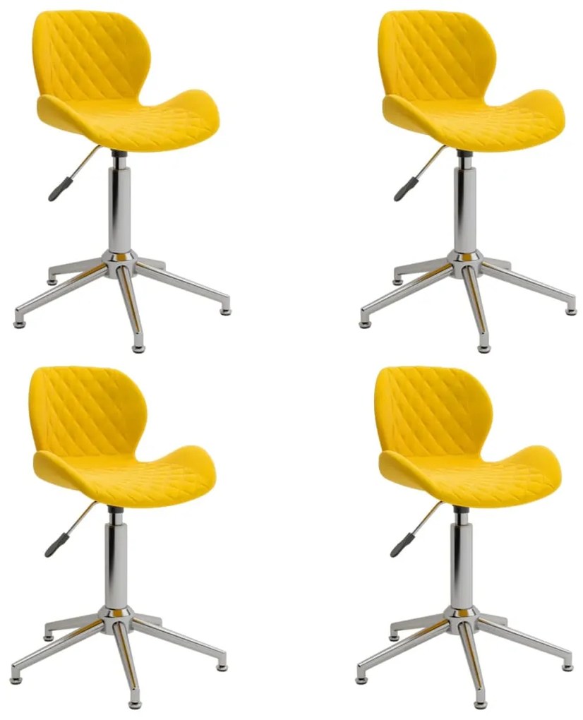vidaXL Cadeiras de jantar giratórias 4 pcs veludo amarelo mostarda