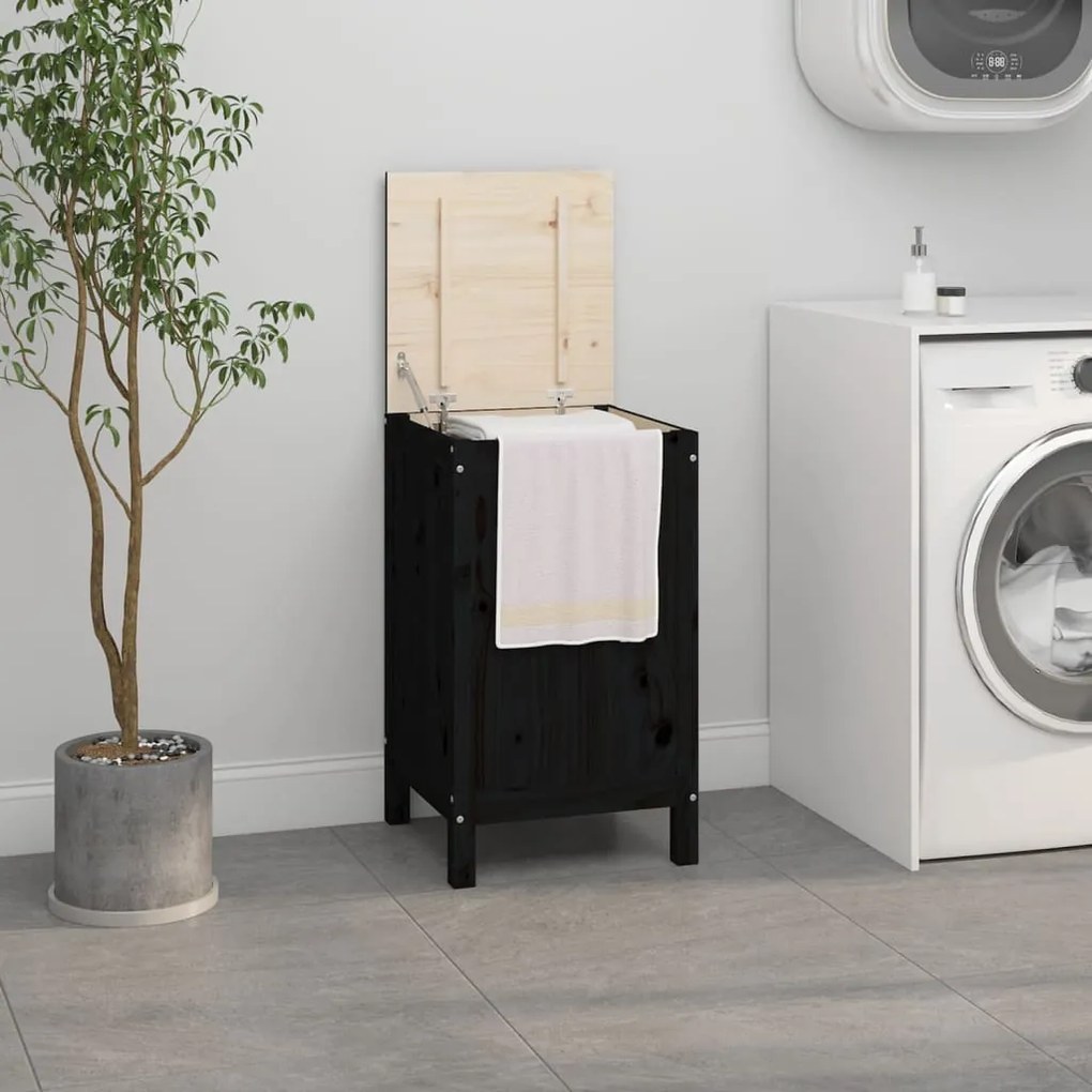 823578 vidaXL Caixa para roupa 44x44x76 cm madeira de pinho maciça preto