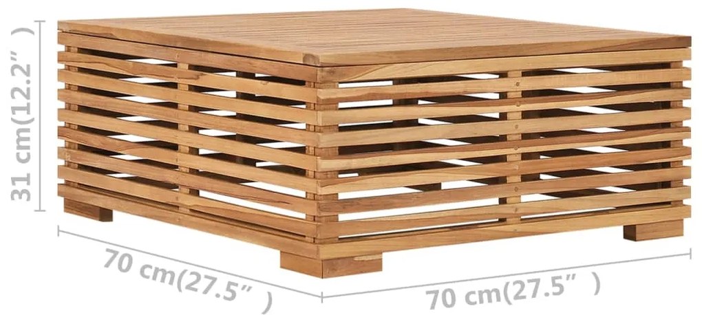 Conj. mesa e apoio de pés c/ almofadão cinza-escuro teca maciça