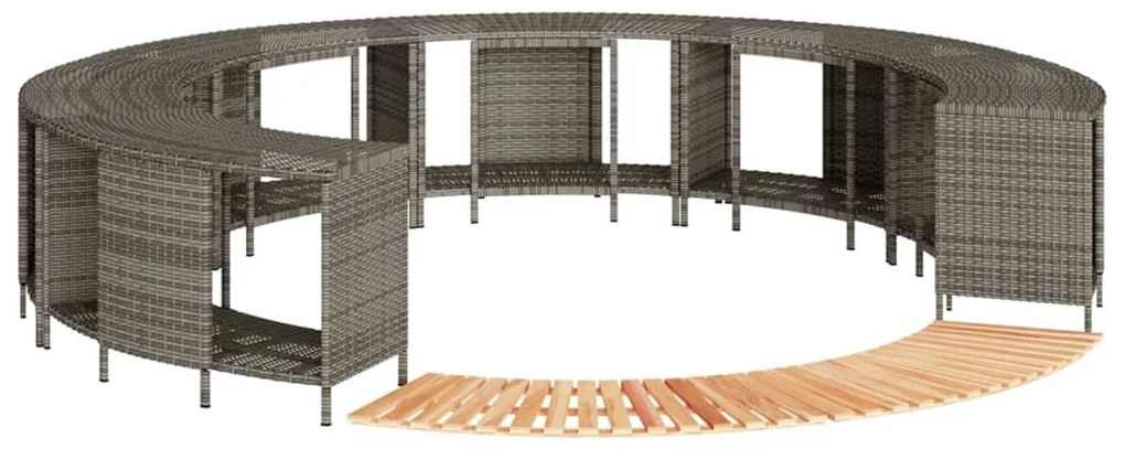 vidaXL Contorno de banheira vime PE e madeira de acácia maciça cinza