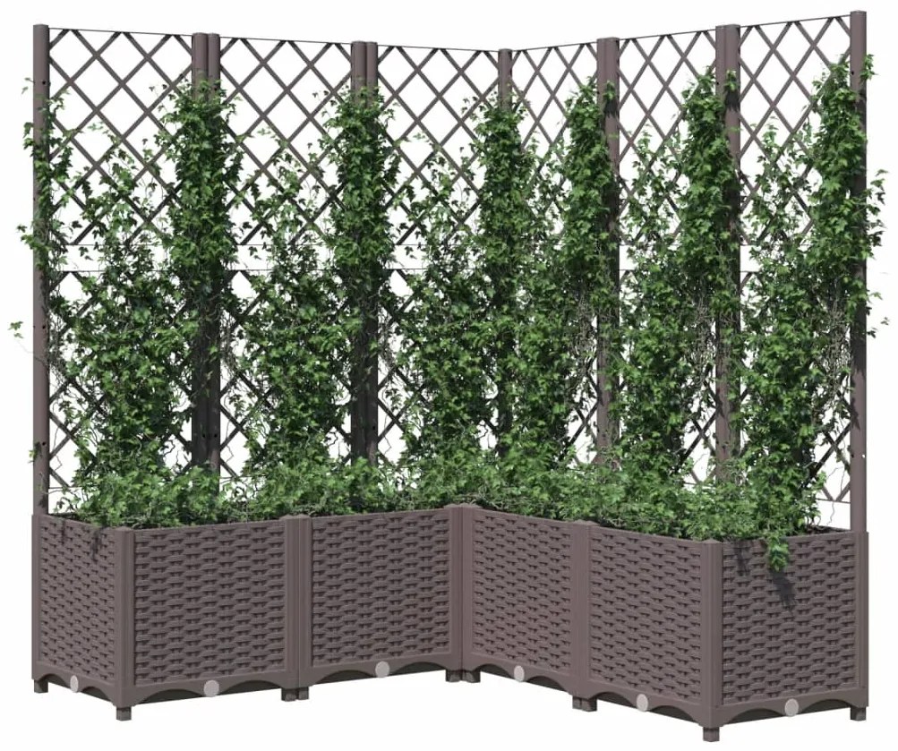 Vaso/floreira jardim c/ treliça 120x120x136 cm PP castanho