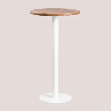 Mesa Alta De Bar Redonda Ø60 Cm Em Madeira De Acácia Xiren Madeira De Acácia - Branco - Sklum
