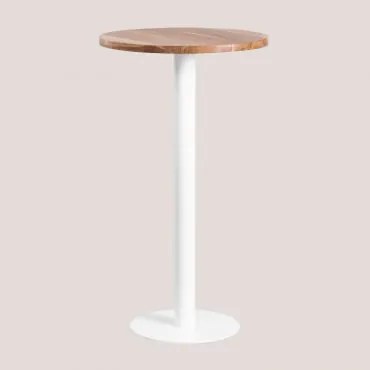 Mesa Alta Redonda De Bar Em Madeira De Acácia Macchiato Ø60 Cm & Branco - Sklum