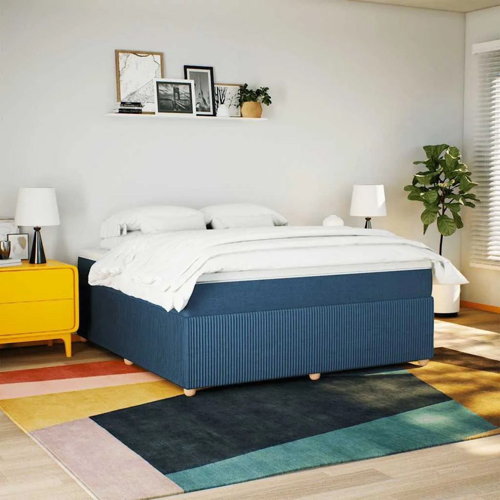 Cama com molas/colchão 180x200 cm tecido azul