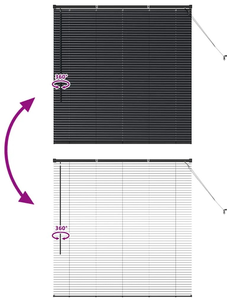 Persiana de Janela com cortinas Outros Manual Preto 80 x 130 cm Alumín
