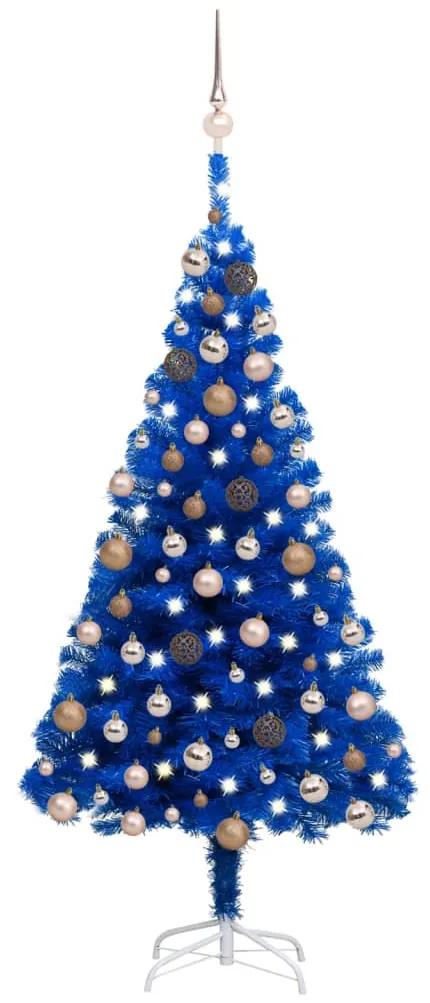 3077594 vidaXL Árvore Natal artificial pré-iluminada c/ bolas 150cm PVC azul