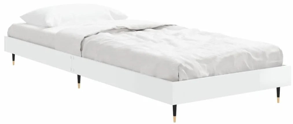 Estrutura cama 75x190 cm derivados de madeira branco brilhante