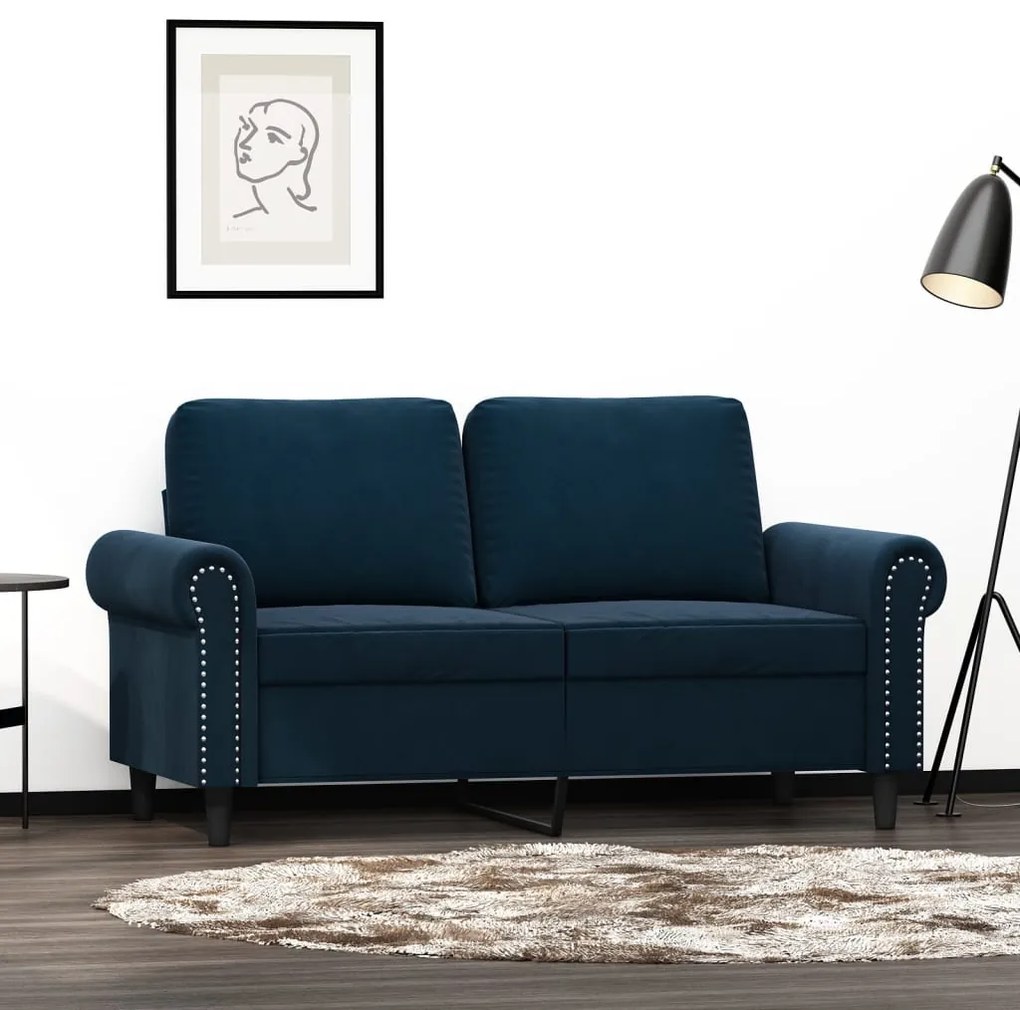 vidaXL Sofá de 2 lugares veludo 120 cm azul