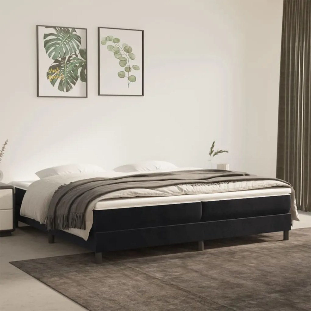 Estrutura de cama sem colchão 200x200 cm veludo preto