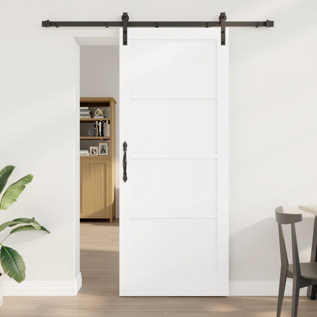 Porta Deslizante vidaXL com Conjunto de Ferragens Branca 86x211 cm Mad