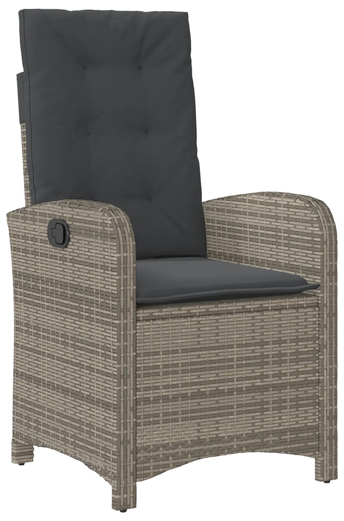 Conjunto de Jantar de Jardim 9 Peças com Almofadas Cinzas de Rattan Po