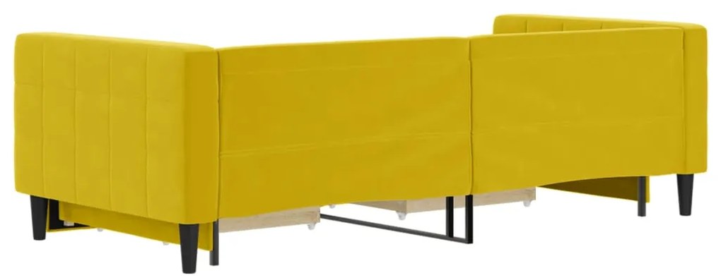 Sofá-cama com gavetão e gavetas 90x200 cm veludo amarelo