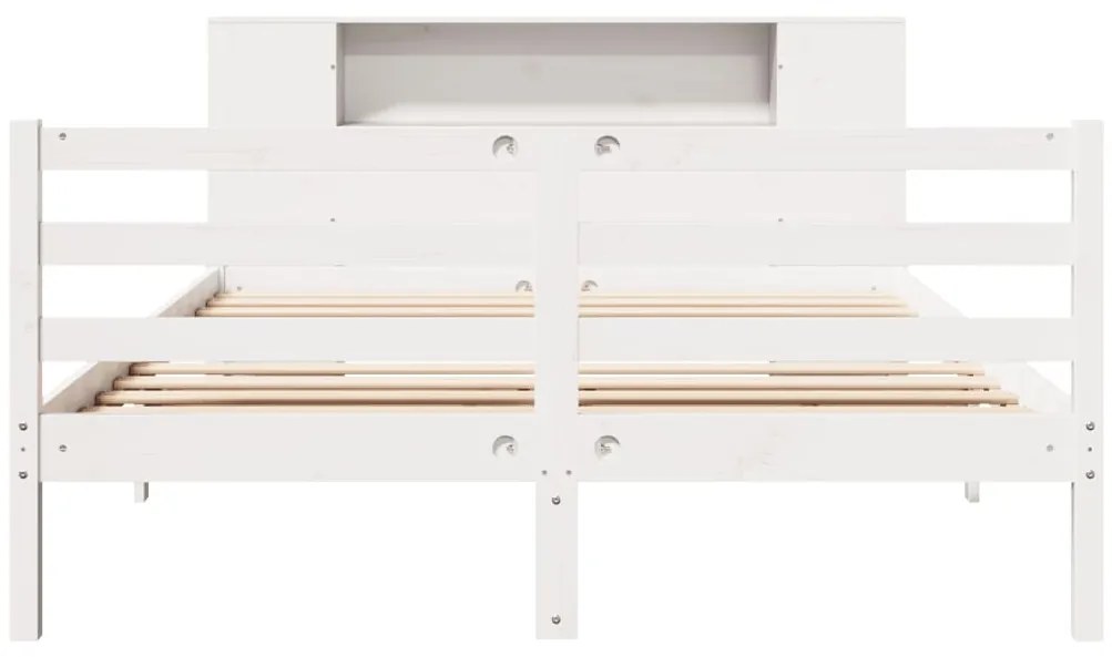 Cama com estante sem colchão 140x200 cm pinho maciço branco