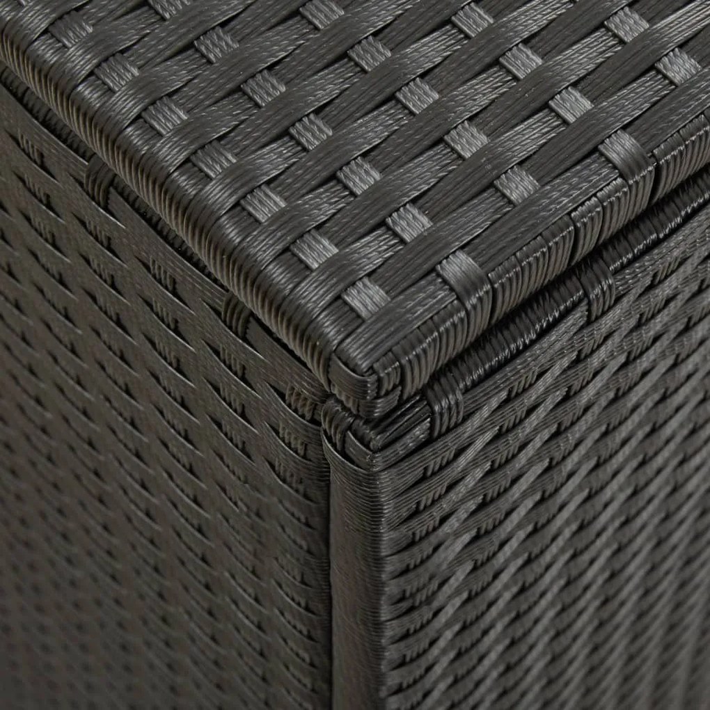 Caixa de arrumação para jardim 200x50x60 cm vime PE preto