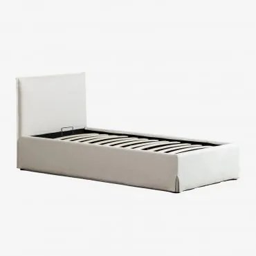 Cama Com Canapé Dobrável Em Tecido Lorea Tecido Branco Quebrado & 90 X 190 Cm - Sklum