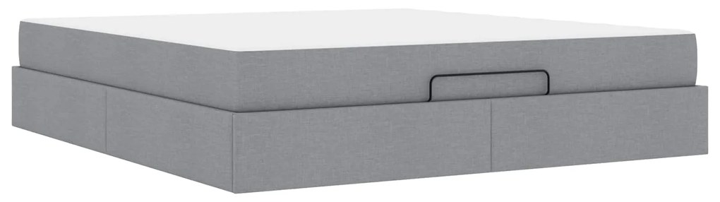 vidaXL Estrutura de cama com colchão 2 pcs Cinzento-claro tecido