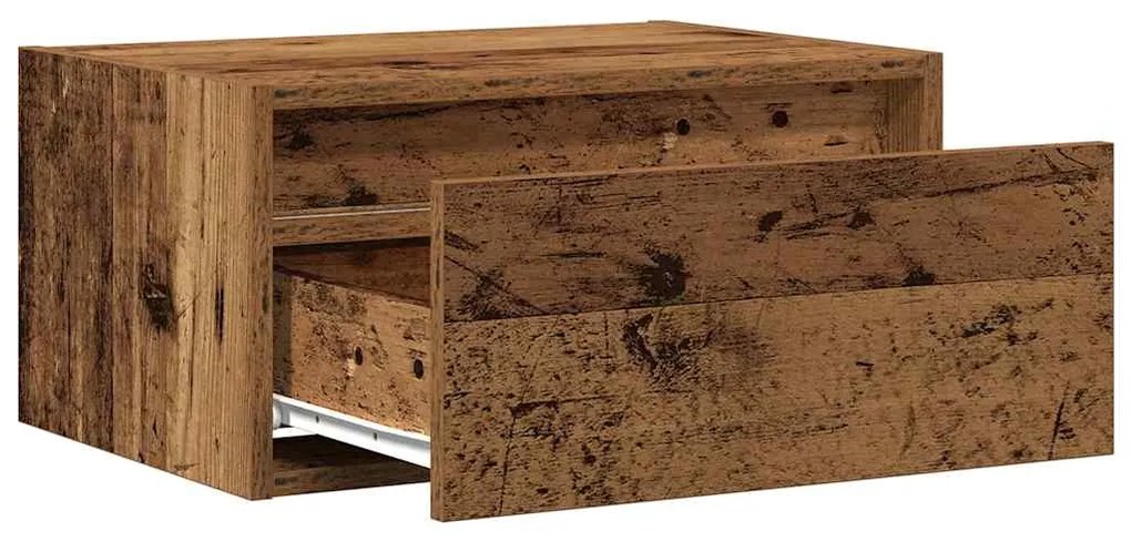 Mesa de cabeceira de parede com luzes LED madeira velha
