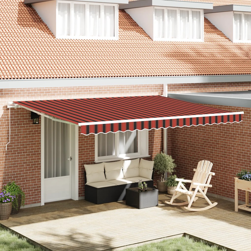 vidaXL Toldo Retrátil Manual Laranja e Marrom 450x350 cm