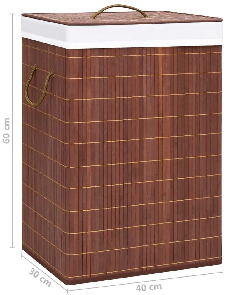 Cesto para roupa suja c/ 2 secções 72 L bambu castanho