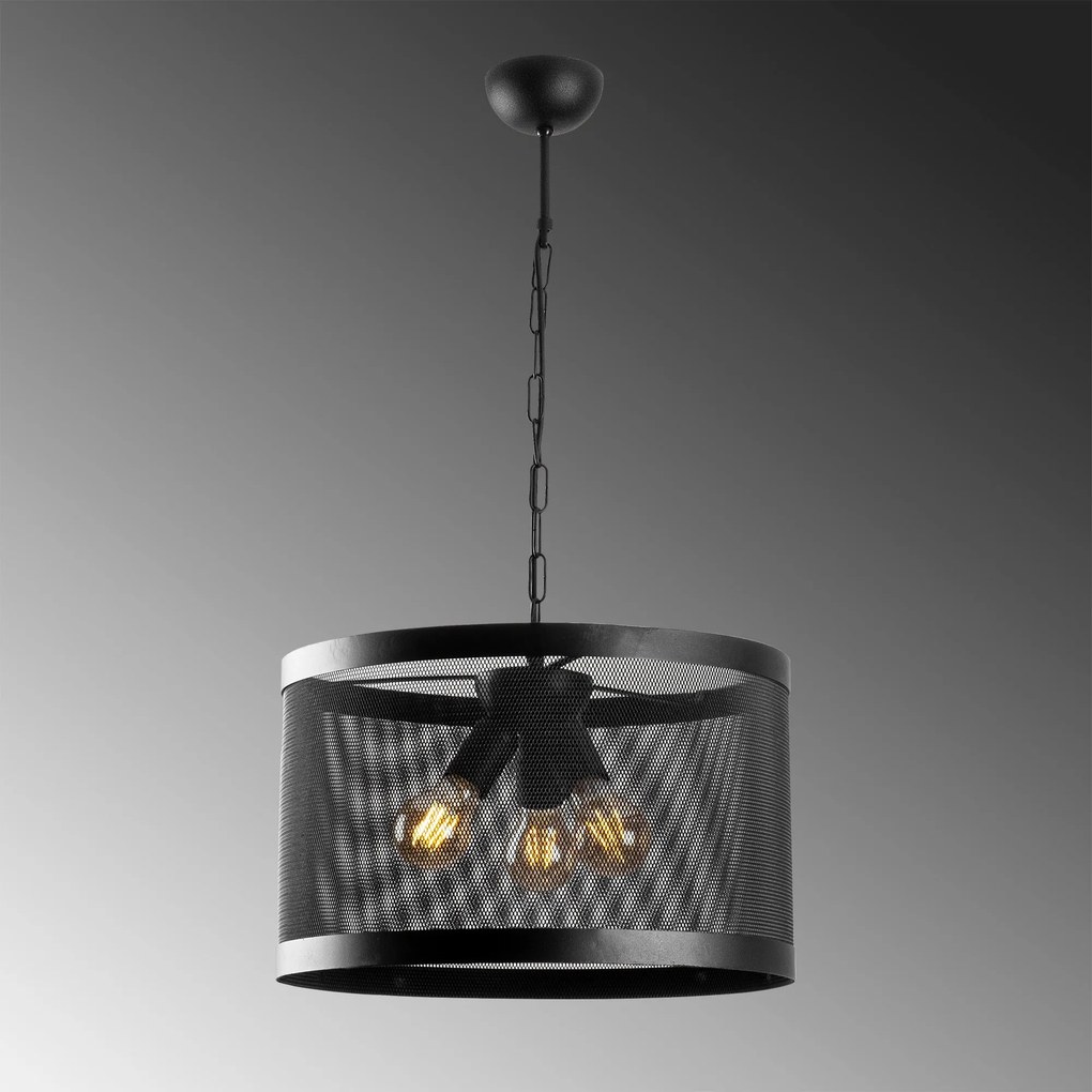 Candeeiro Suspenso Endustriyel – Preto – 40 x 40 cm