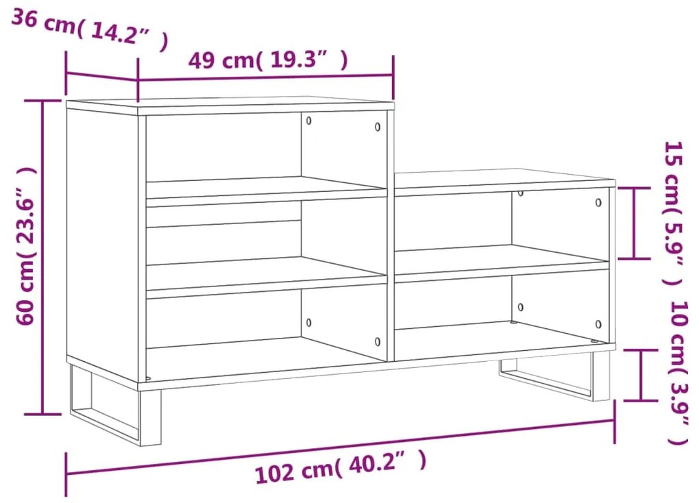 Sapateira Girona - Com 5 Prateleiras - Cor Cinzento Sonoma - 102x36x60