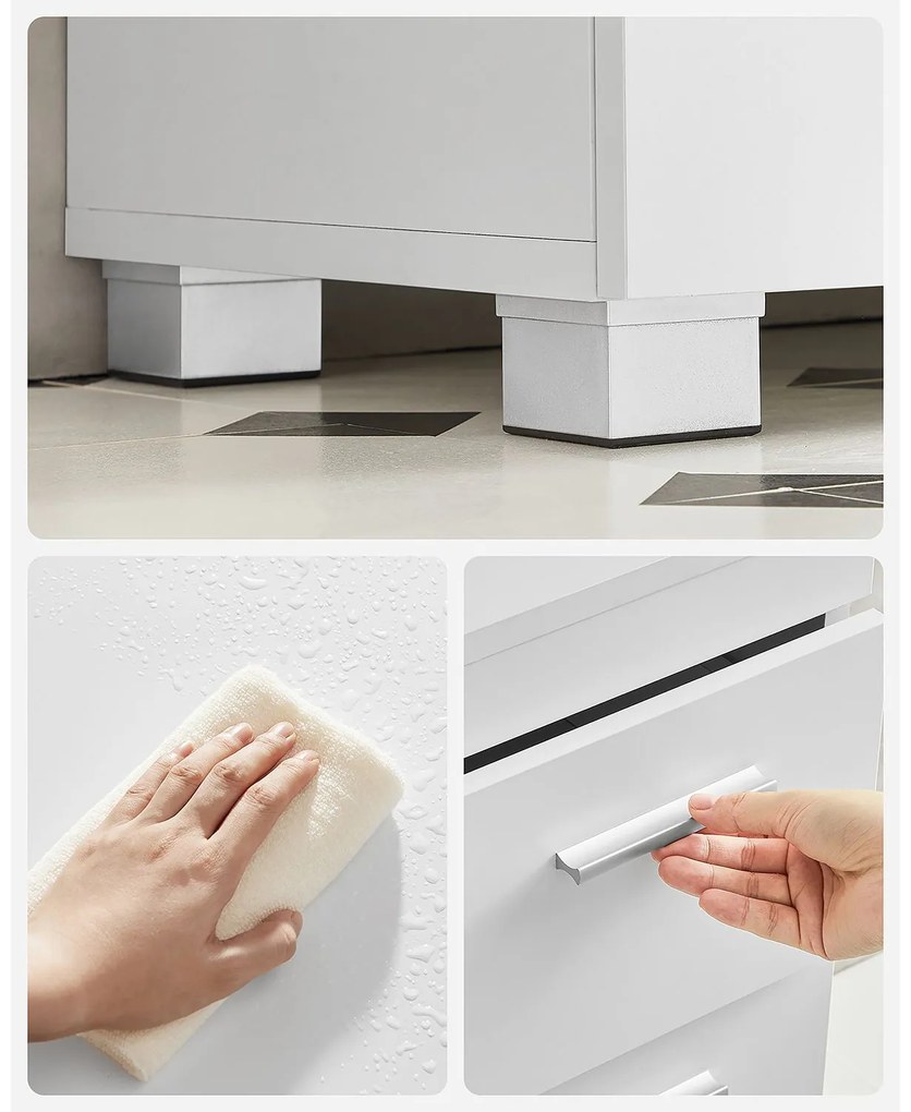 Armário Casa de Banho sob Lavatório (NÃO INLCUÍDO)com 3 gavetas grandes 30 x 70 x 64 cm branco