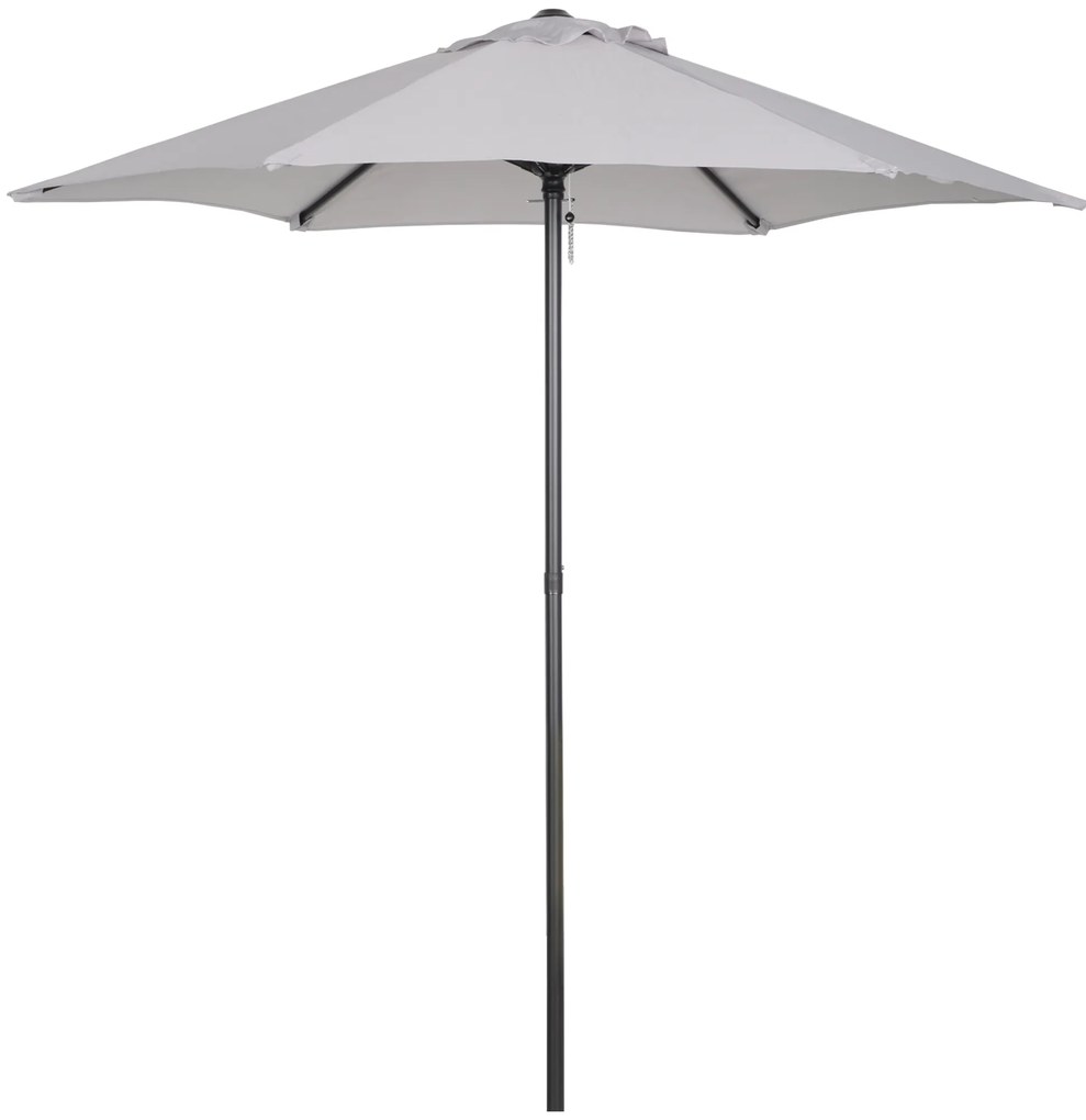 Outsunny Chapéu de Sol de Jardim Ø196x204 cm com Mastro de Alumínio Manivela Teto com Ventilação Suporte de Fixação e Desmontável  Cinzento Claro