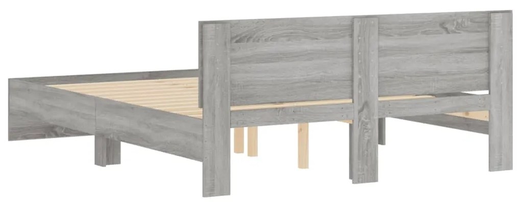 Estrutura de cama com cabeceira 140x200 cm cinzento sonoma