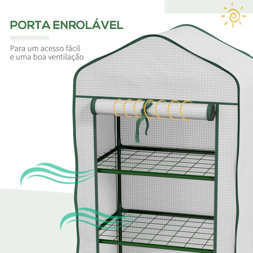 Outsunny Estufa de Jardim de 3 Níveis Estufa de Terraço com 3 Pratelei