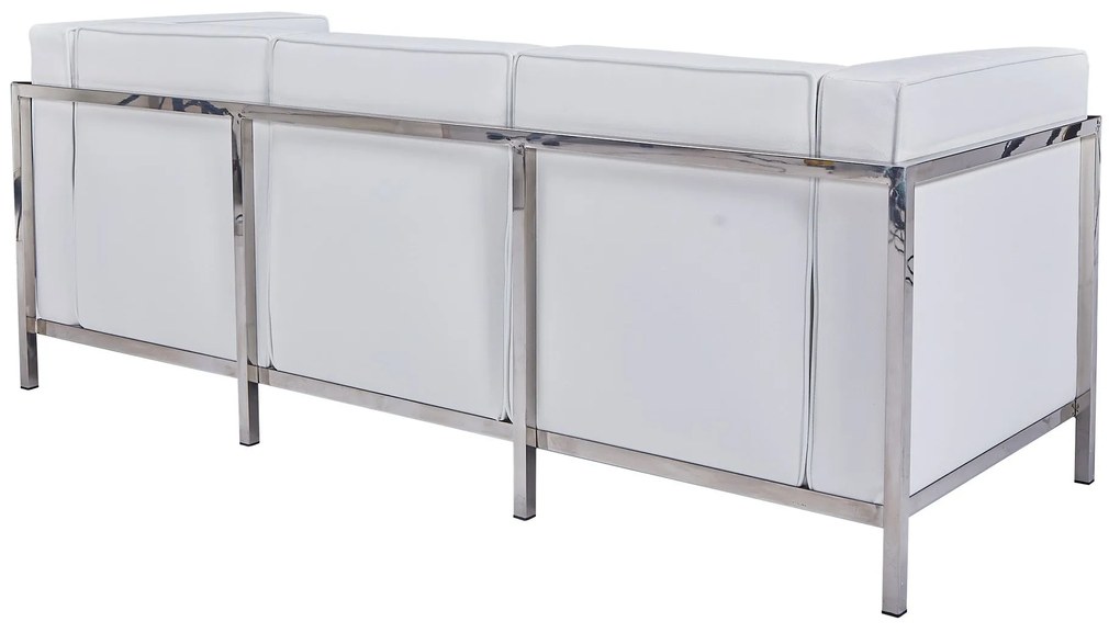 Sofá LOBBY – 3 Lugares – 183x70x68 cm – Aço Inoxidável e Pele Sintétic