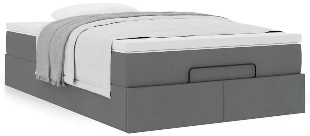 Estrutura cama otomana colchão 120x200cm tecido cinzento escuro